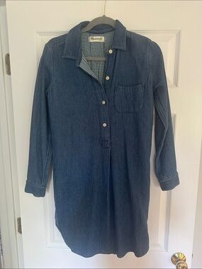 Madewell Dark Blue Denim Shirt Dress
